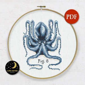 Cross Stitch Pattern Set Set of 3 Instant Download Vintage Cross Stitch Counted Cross Stitch X Stitch Pattern Cephalopod Pattern image 3