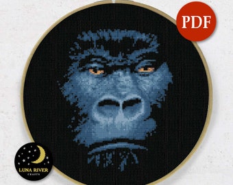 Gorilla Silverback Kreuzstichmuster - Sofort Download - Moderne Zählmuster - Tier Kreuzstich - PDF Stickvorlage - Stickerei