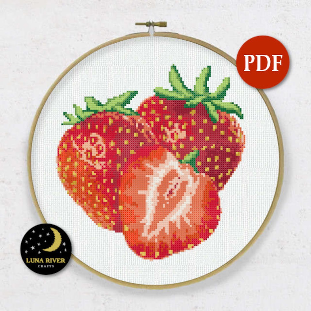 Strawberries Cross Stitch Pattern PDF - Instant Download - Fruit ...