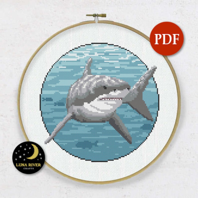 Great White Shark Cross Stitch Pattern Instant Download - Etsy