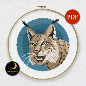 Lynx Counted Cross Stitch Pattern - Instant Download - Bobcat Pattern - Modern Cross Stitch - Big Cat Cross Stitch - PDF X Stitch Chart