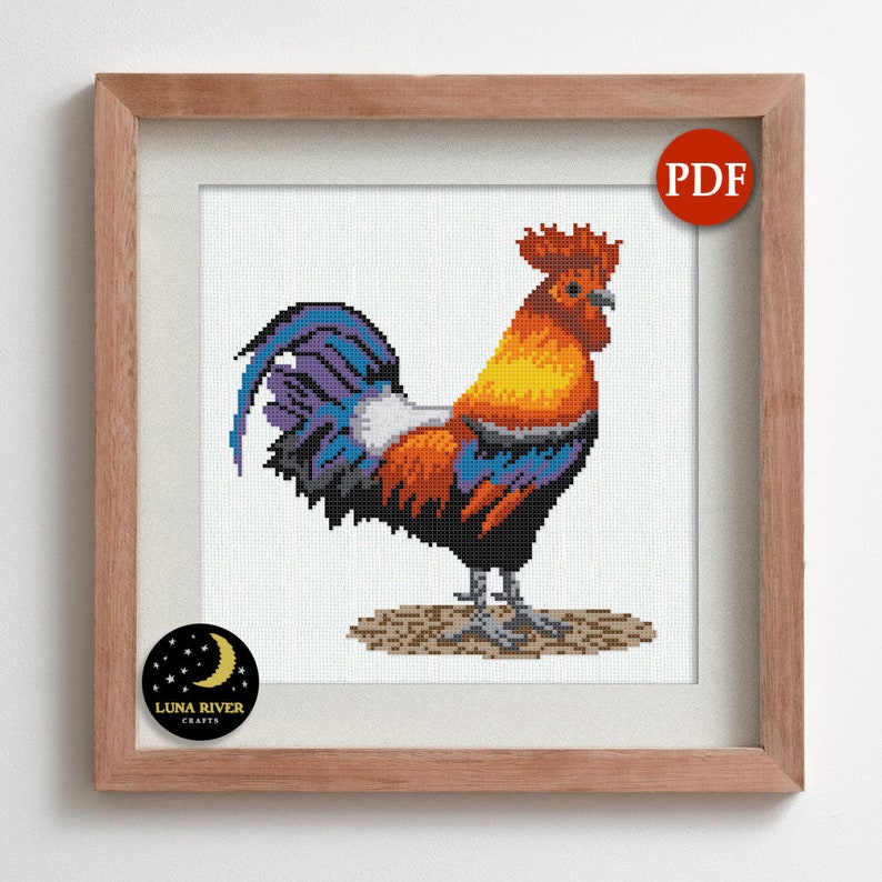 Rooster Cross Stitch Pattern Instant Download Counted - Etsy