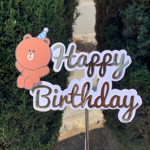 LINE FRIENDS Birthday Cake topper LINE friends theme party decor Brown