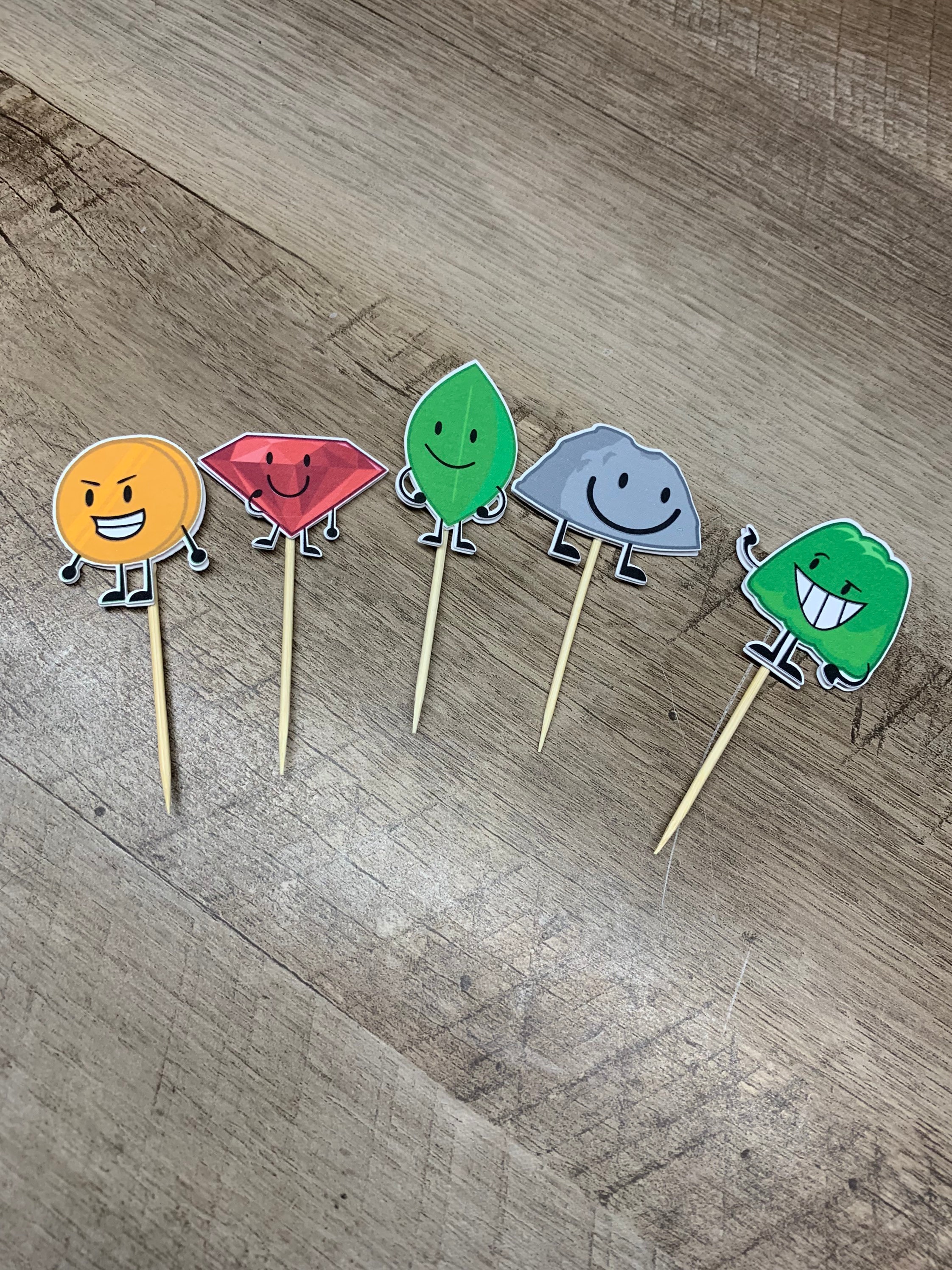 Set of 12 BFDI Cupcake Toppers 2.5 Inches Battle for Dream 