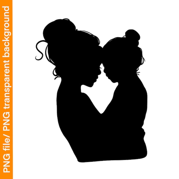 Mother daughter silhouette PNG, Mom png, Mom shirt design, mama silhouette, Mom gifts design, silhouette.