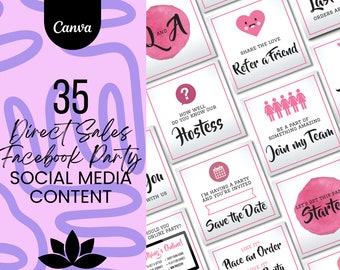 Direct Sales Facebook Party – Canva Templates, Pink Theme (Digital Download)