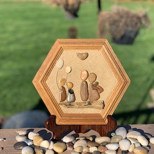 Pebble art - pebble art family, pebble art picture, beach glass, rock art, stone art, personalized, driftwood, anniversary gift, wedding