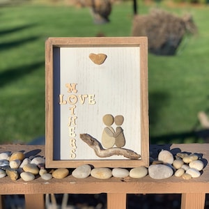 Pebble art - pebble art family, driftwood, pebble art picture, rock art, customized, beach glass, wedding christmas gift, wall art