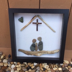 pebble art - pebble art family, pebble art couple, rock art, stonae art, sea glass, driftwood, wedding anniversary gift, beach glass