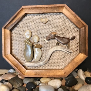 Pebble art dogs - pebble art couple, pebble art family, rock art, stone art, customized, driftwood, wedding, anniversary gift, beach glass