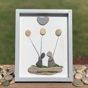 Pebble Art - pebble art couple, pebble art dog, rock art, stone art, pebble art picture, customized frame art, beach glass, driftwood