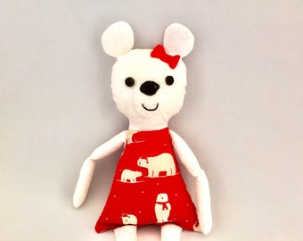 Polar Bear Plushie in Christmas Dress