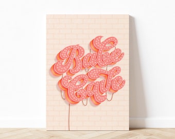 Babe Cave Sign Art Print, Retro Sign Art Print, Retro Inspired Wall Art, Pink Wall Art, Feminist Wall Art, Digital Download, Printable Art