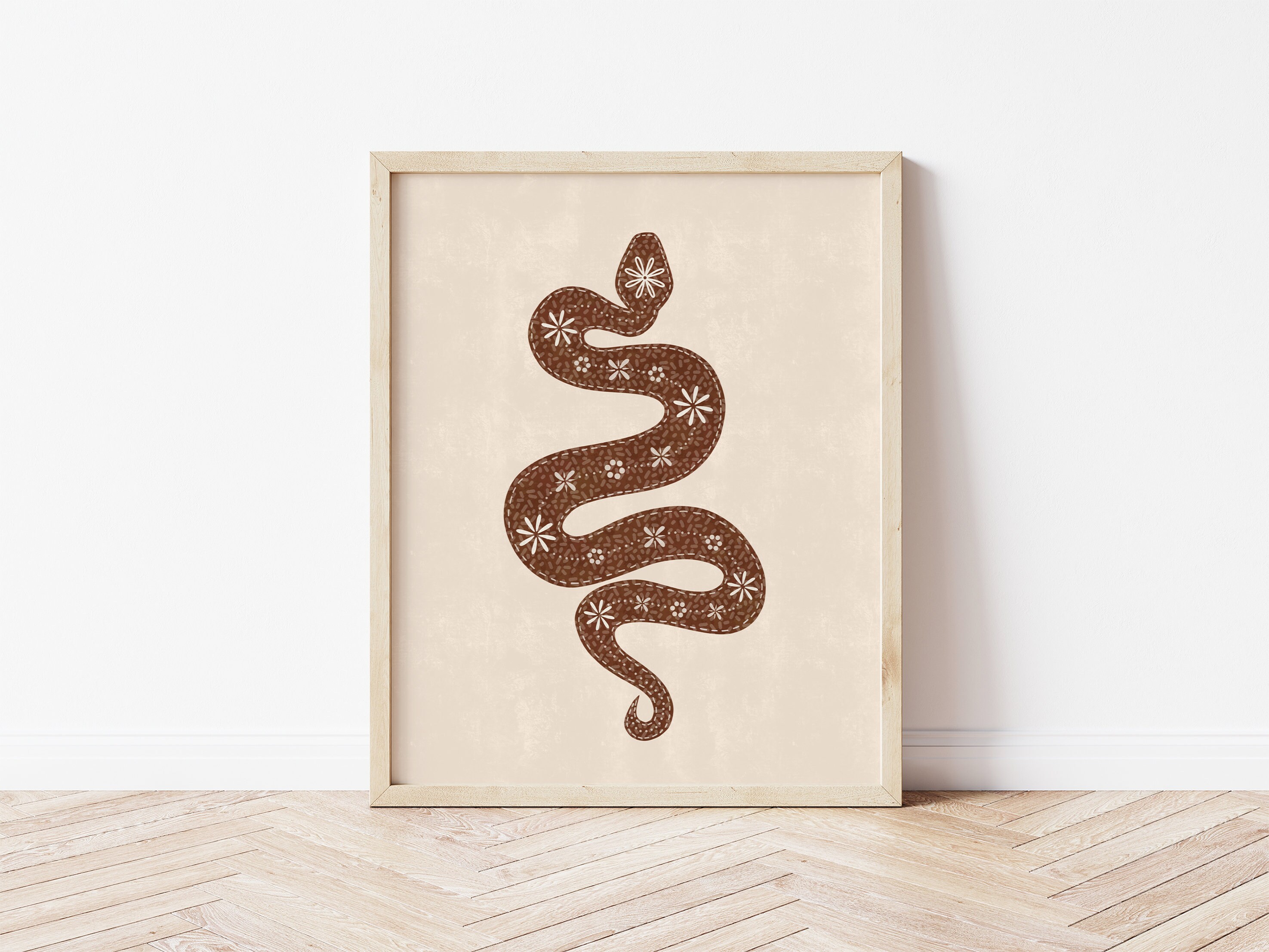 Snake Art Print Rustic Snake Art Print Boho Wall Art Modern | Etsy