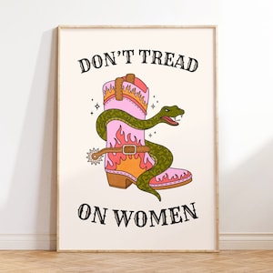 Don't Tread on Women Kunstdruck, Retro Wandkunst, Feministischer Kunstdruck, 70er Jahre Kunstdruck, Western Inspirierte Kunst, Digitaler Download, druckbare Kunst