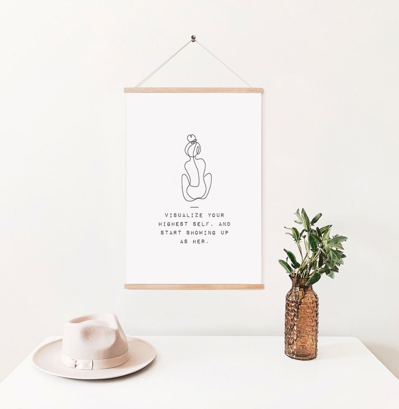 Highest Self Quote Art Print, Minimalist Mental Health Wall Art, Body ...