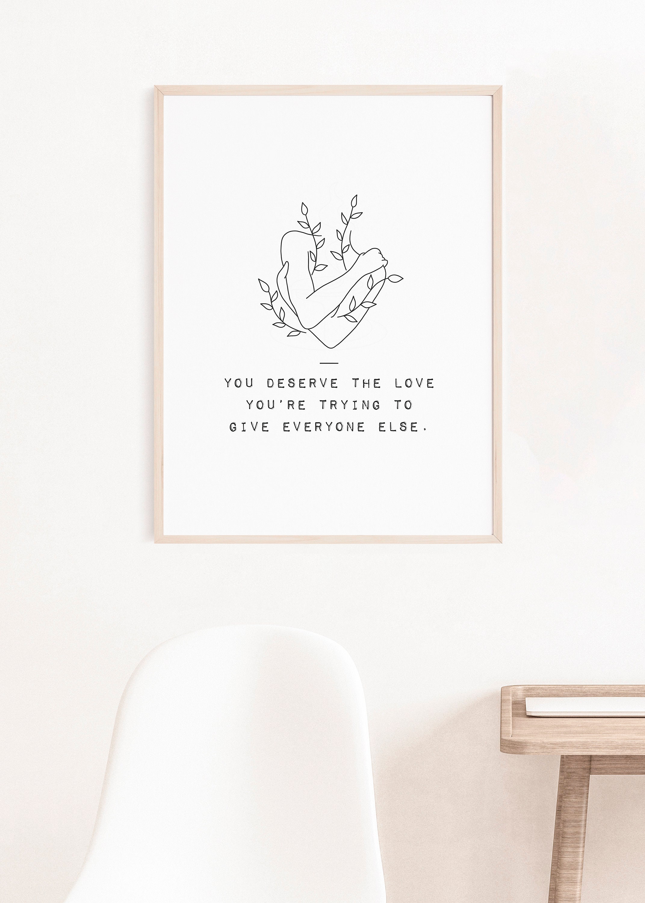 Buy You Deserve the Love Quote Art Print, Minimalist Mental Health