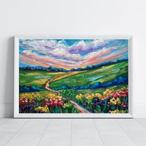 Abstract Colorful Flower Landscape Painting,Original Acrylic Impressionist Painting on Canvas,Floral Landscape Wall Art ,Contemporary Art