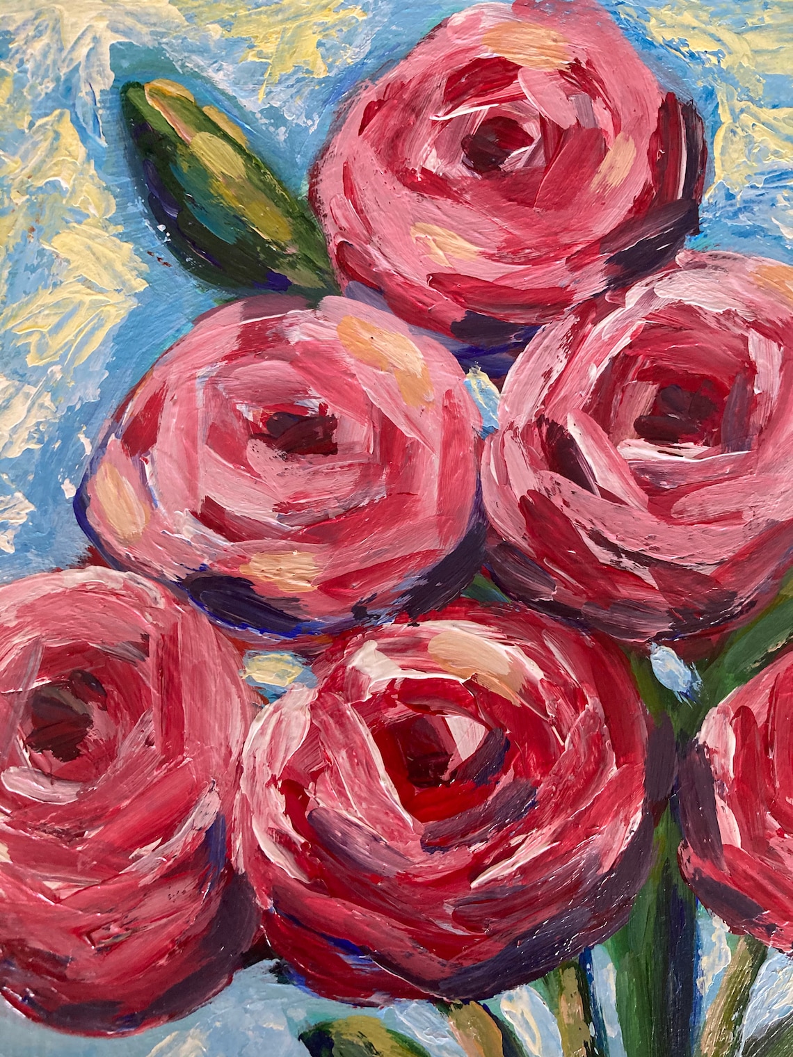 Peinture abstraite rose de roses peinture impressionniste Etsy
