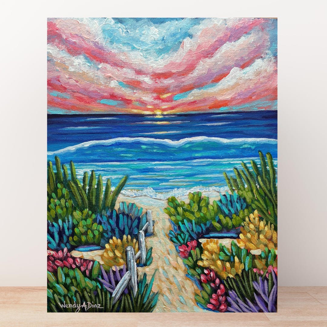 Abstract Sunset Ocean Beach Painting,original Acrylic Painting on ...