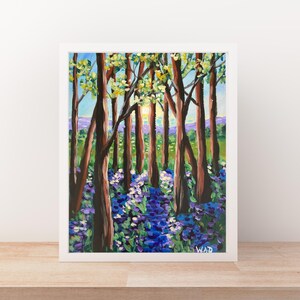 Abstract Summer Flowers Mountain Landscape Painting,Original Acrylic Painting on Paper,Colorful Wall Art,Scenery Wall Art,Acrylic Wall Art