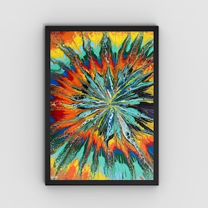 Abstract Galaxy Star Fluid Wall Art,Original Acrylic Fluid Painting on Canvas,Colorful Acrylic Wall Art,Modern Contemporary Wall Art Decor
