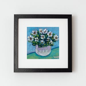 Abstract Daisies Flower Mini Wall Art,Original Acrylic Floral Art Impressionist Painting on Canvas,Small Acrylic Wall Art,Scenery Wall Art