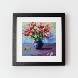 Abstract Roses Mini Wall Art,Original Flower Acrylic Painting on Canvas,Floral Wall Art,Small Abstract Floral Painting,Colorful Wall Art