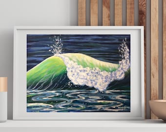 Abstract Ocean Wave Wall Art,Original Acrylic Coastal (9x12) Painting,Beach Wall Art,Seascape Painting,Colorful Acrylic Ocean Wall Art,