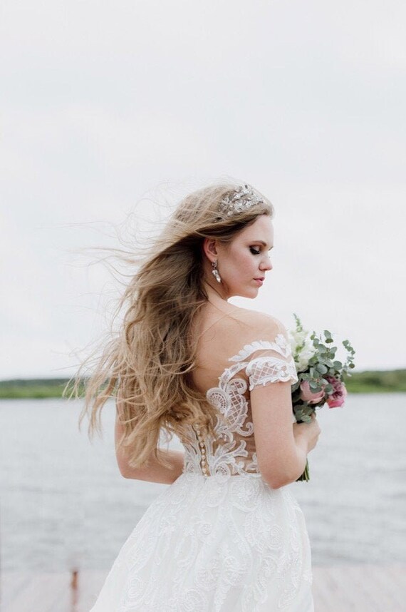 Double Headband Silver Bridal Crown Wedding Crystal Etsy