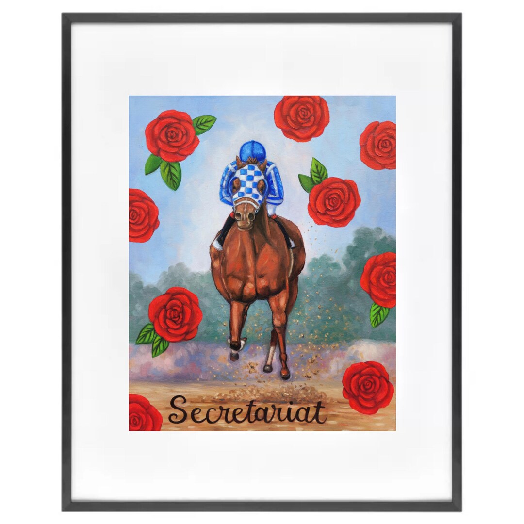 Secretariat - Collectible Artwork With Roses (fine Art Print) - Etsy