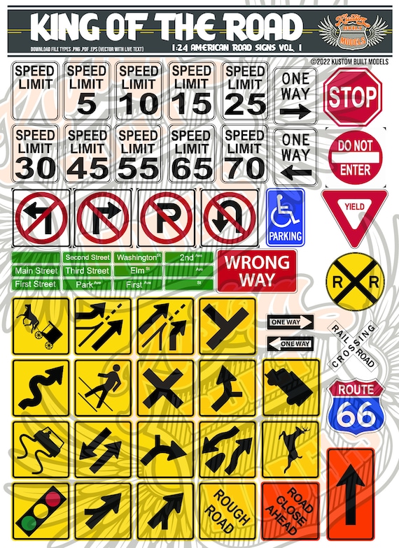 1:24 アメリカの道路標識 デジタルダウンロードベクター - Etsy 日本