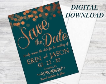 Digital Download - Copper & Teal Save the Dates