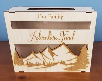 Personalized Adventure Fund Shadow Box | Piggy Bank | Business Card Collection | Charity Deposit