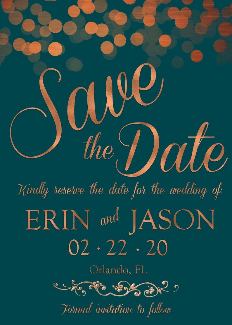 Copper & Teal Save the Date - Etsy