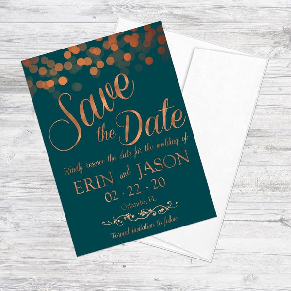 Copper & Teal Save the Date