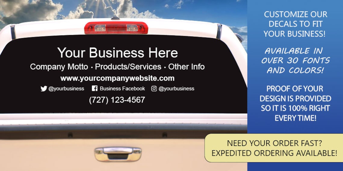 Custom Car Decals Business Decals for Cars and Windows Etsy