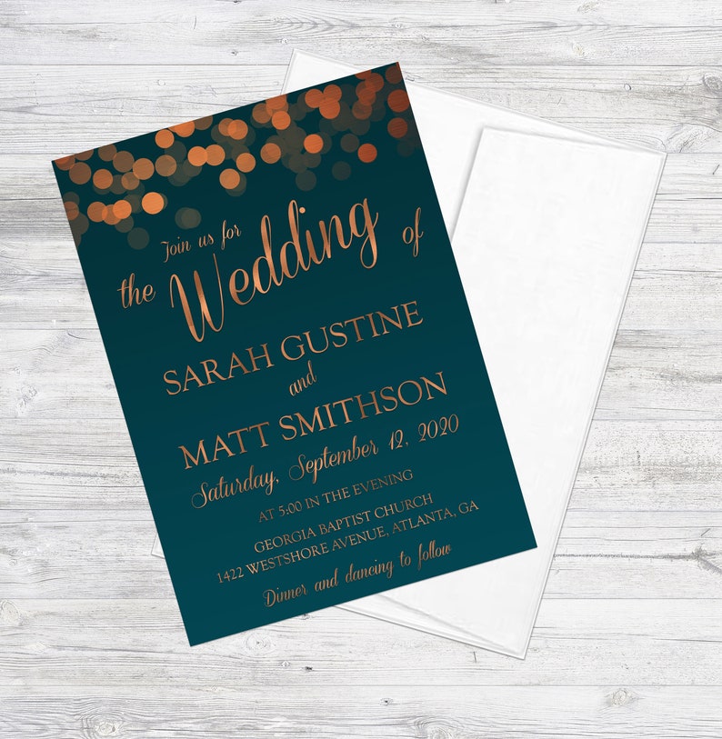 Teal & Copper Wedding Invitation Suite Etsy