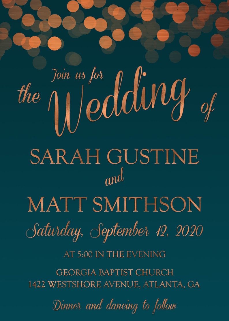 Teal & Copper Wedding Invitation Suite | Etsy