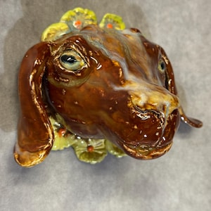 Handmade Daisey the goat - Rusty color goat to hang on your wall, Ceramic