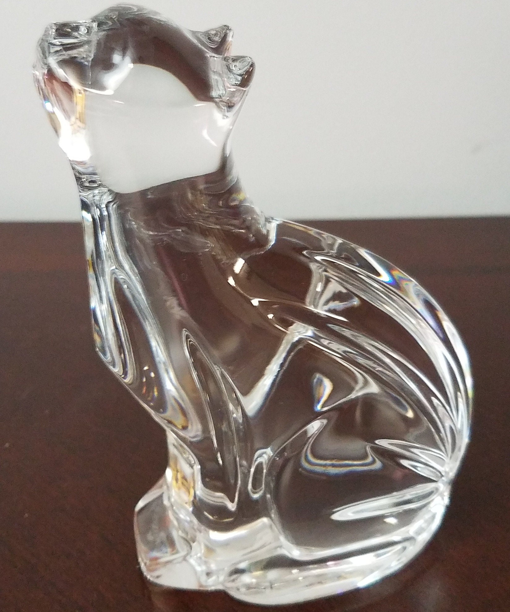 Waterford Clear Crystal Cat Figurine or Paperweight Looking Up - Etsy