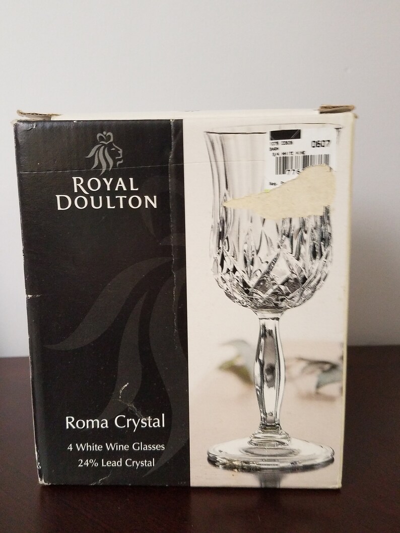 4 Royal Doulton Lead Crystal White Wine Glasses Roma Crystal Etsy