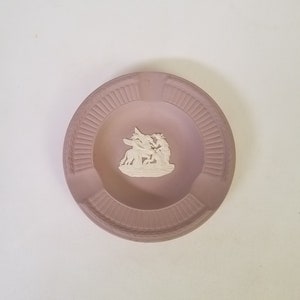 Wedgwood lilac Jasperware trinket dish jewelry dish with an image of the Muses watering Pegasus