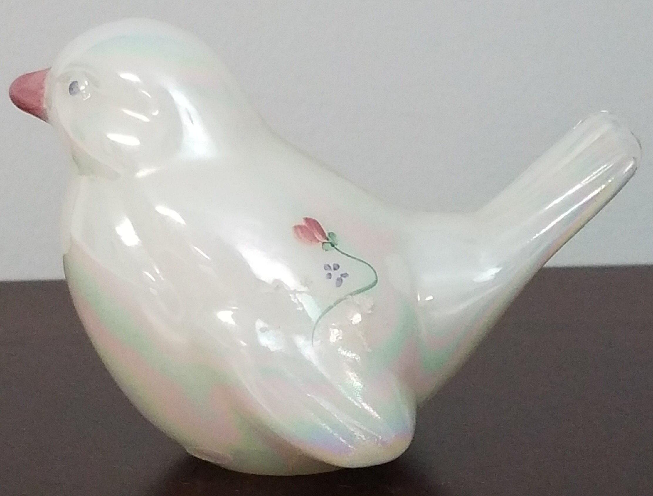 Fenton Iridescent White Bird Hand-painted by Donna Robinson - Etsy