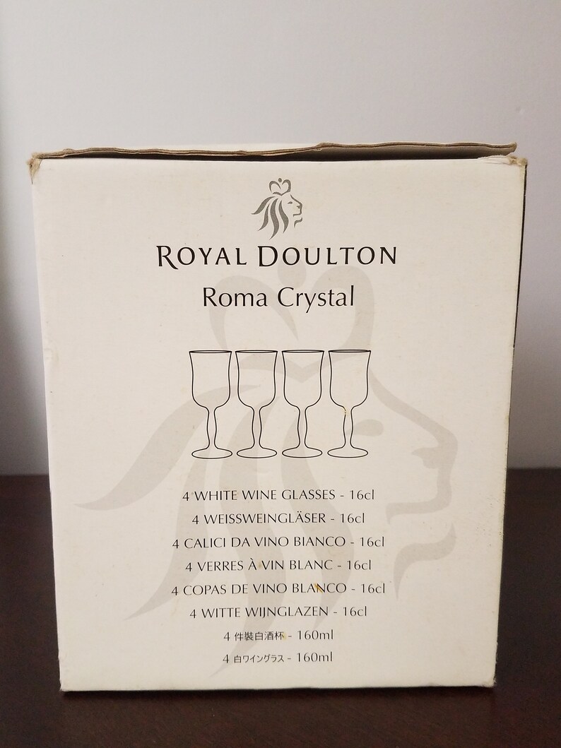 4 Royal Doulton Lead Crystal White Wine Glasses Roma Crystal Etsy