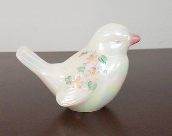 Fenton Iridescent White Bird Hand-painted by Donna Robinson - Etsy