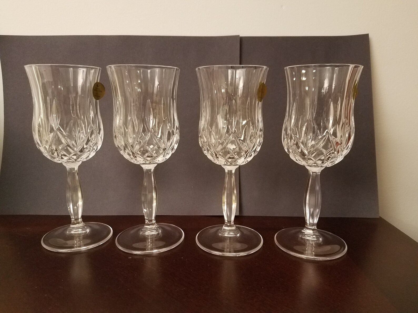4 Royal Doulton Lead Crystal White Wine Glasses Roma Crystal Made in Italy 2001 in Original Box