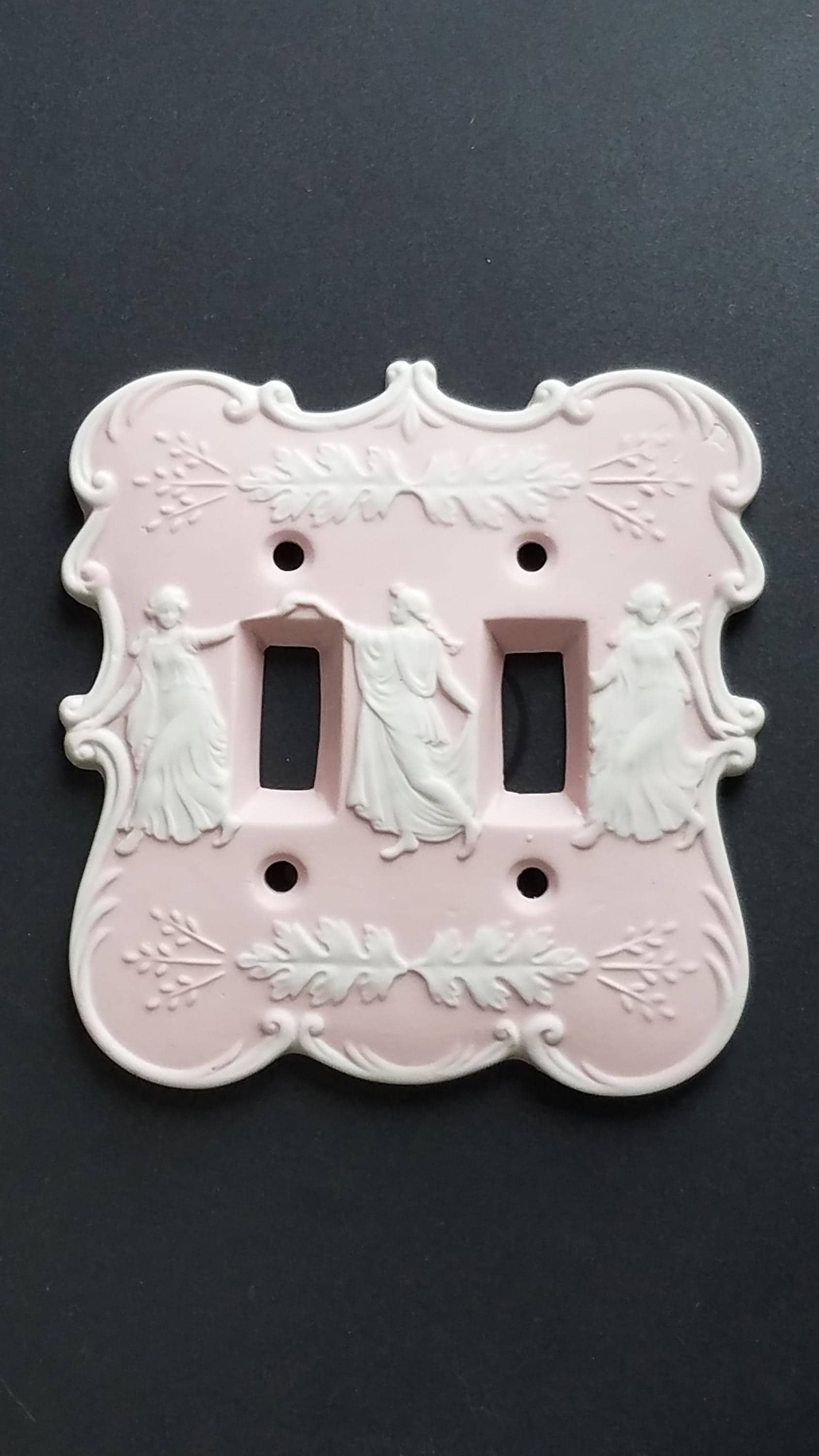Wedgwood Dancing Hours pink Jasperware style two toggle-switch plate