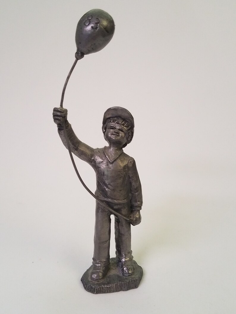 M. A. Ricker Pewter Figurine Boy With Balloon 1983 Etsy