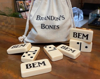 Personalized Double 6 Dominoes in a Canvas Bag - For special occasions, birthdays, wedding favors, wedding gifts, engagement gifts